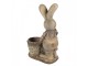 Béžová antik dekorace králík s květináčkem - 38*22*49 cm