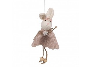 Závěsný velikonoční králíček s růžovými šaty Magiccal - 8*3*16 cm