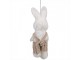 Bílý plyšový závěsný králíček v hnědých laclíkách - 14 cm