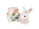 Bílá keramická úložná nádoba králík s květy - 16*15*29 cm
