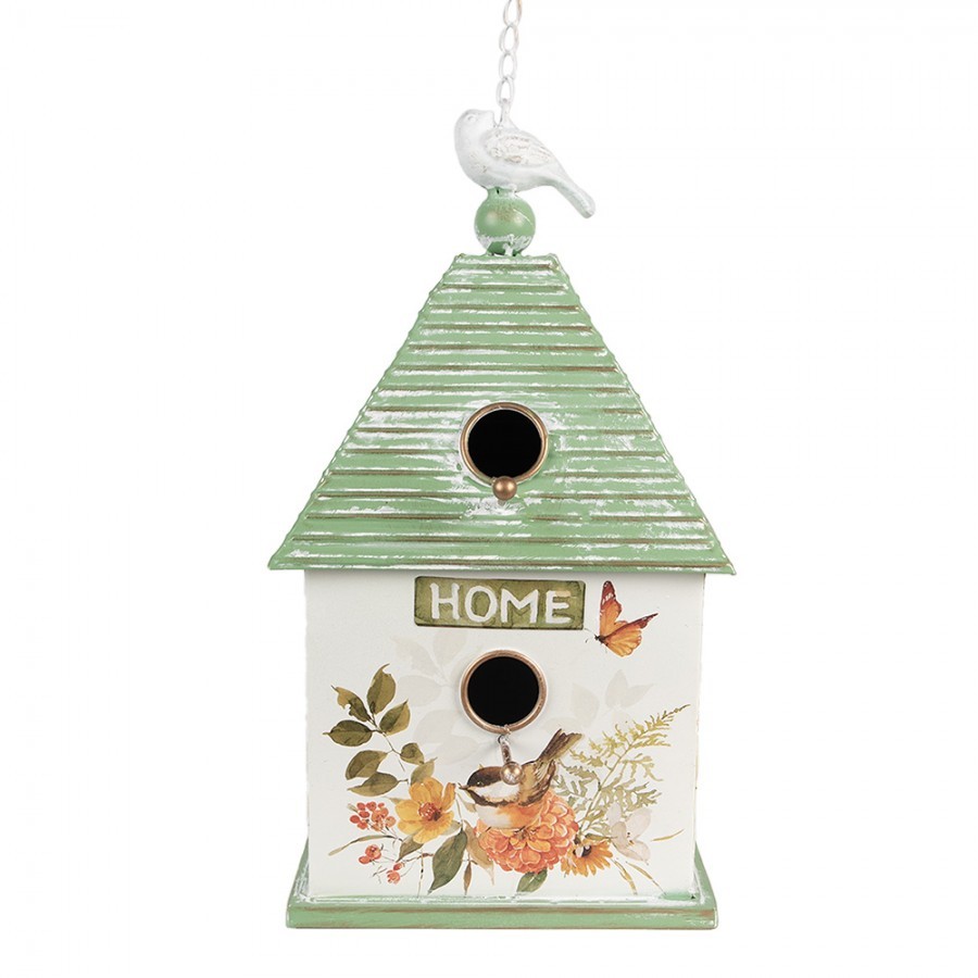 Závěsná dekorace ptačí budka s ptáčky Home - 20*18*38 cm Clayre & Eef
