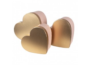 Set 3ks růžovo-zlatý úložný box ve tvaru srdce - 27*24*15 / 24*21*14 / 21*19*12 cm