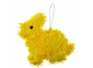 Žlutá závěsná plastová dekorace králík - 11*5*14 cm