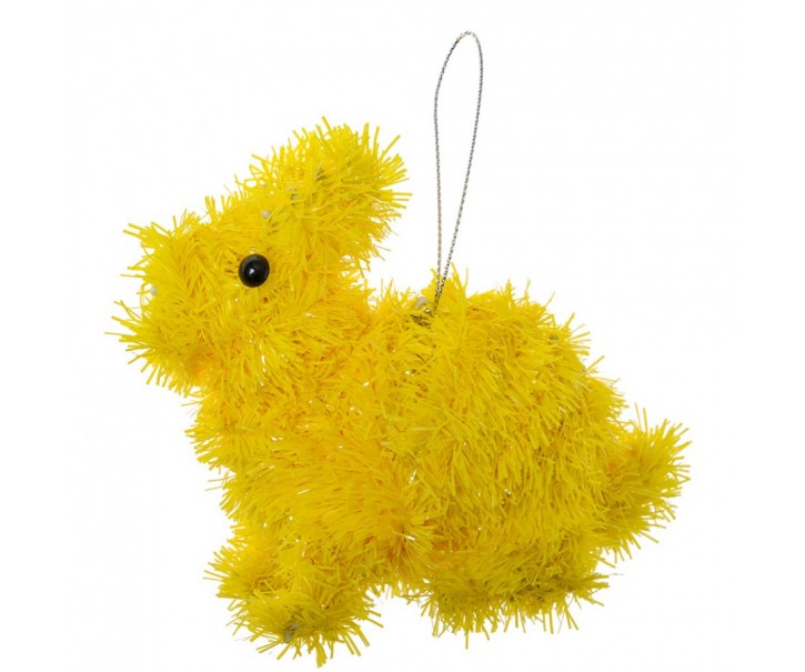 Žlutá závěsná plastová dekorace králík - 11*5*14 cm Clayre & Eef