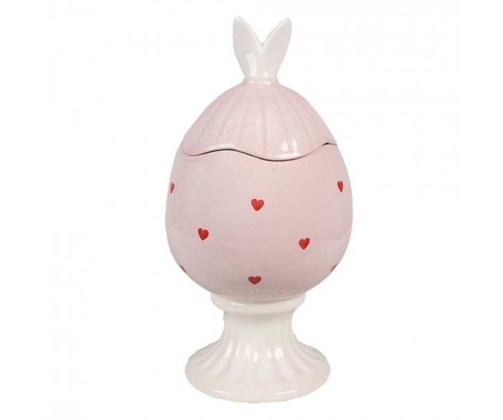 Růžová úložná keramická nádoba ve tvaru vejce - Ø 13*25 cm 