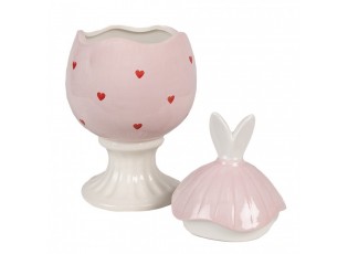 Růžová úložná keramická nádoba ve tvaru vejce - Ø 13*25 cm 