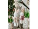 Bílý plyšový závěsný králíček v růžových laclíkách - 6*4*14 cm