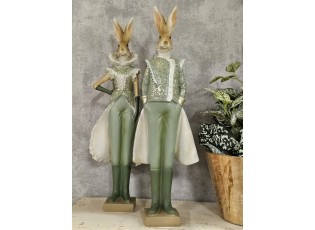 Dekorace králík v zeleném obleku - 14*10*44 cm