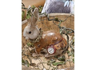 Dekorace králík v kabátku a s hodinkami - 27*17*29 cm