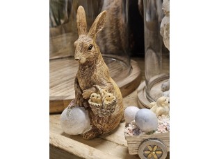 Dekorace socha králík s vajíčkem a kuřátky - 9*7*14 cm