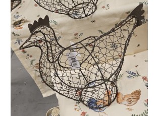 Hnědý drátěný dekorační košík slepička Chicken - 30*12*25 cm