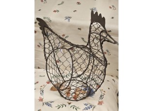 Hnědý drátěný dekorační košík slepička Chicken - 37*16*32 cm