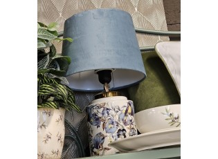 Bílo modrá stolní lampa s ptáčky - Ø 25*41 cm / E27