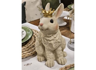 Dekorativní soška králíka se zlatou korunkou - 16*13*23 cm