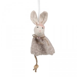 Béžový závěsný velikonoční králíček Magiccal - 8*3*16 cm