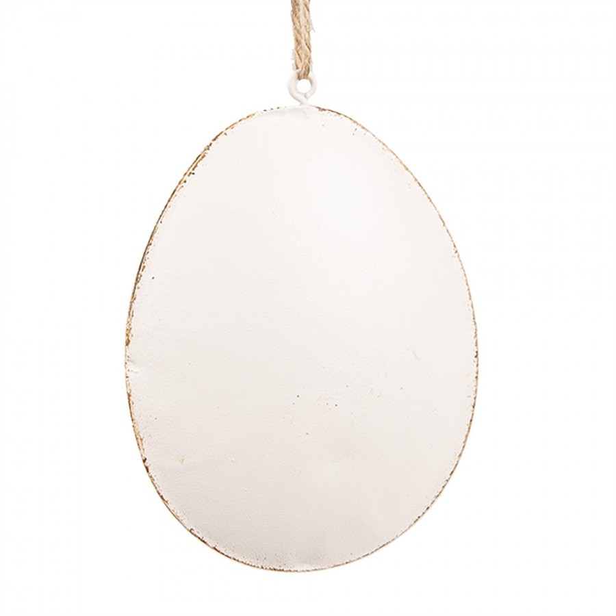 Béžové antik plechové závěsné vajíčko s lučními květy - 10*2*8 cm