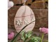 ﻿Růžové antik plechové závěsné vajíčko s květy - 10*2*8 cm