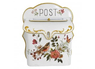 Bílá antik poštovní schránka s ptáčky Post - 27*12*31cm