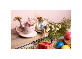 Dekorace králíka sedícího v čajovém šálku - 10*8*8 cm