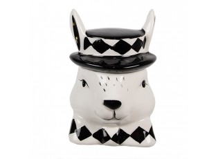 Černobílá keramická dóza Black&White Bunny - 9*8*11 cm