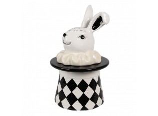 Černobílá keramická dóza Black&White Bunny - 13*13*20 cm