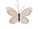 Růžovo-bílá kovová závěsná dekorace motýl S - 16*4*10 cm