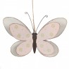 Růžovo-bílá kovová závěsná dekorace motýl M - 22*44*14 cm