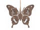 Hnědá antik kovová závěsná dekorace motýl - 10*9 cm