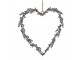 Šedý kovový ozdobný závěs srdce s květy - 20*1*20 cm