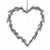 Šedý kovový ozdobný závěs srdce s květy - 20*1*20 cm Barva: šedá antikMateriál: kovHmotnost: 0,04 kg