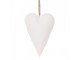 Bílé antik plechové ozdobné závěsné srdce s květy S - 11*2*8 cm