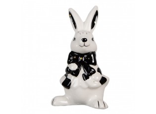 Figurka Králík 9 cm Bílá Černá Keramika - 5*4*9 cm
