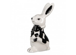 Figurka Králík 9 cm Bílá Černá Keramika - 5*4*9 cm