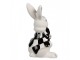Figurka Králík 9 cm Bílá Černá Keramika - 5*4*9 cm Clayre & Eef