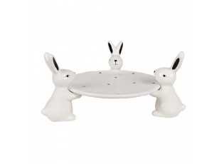 Černobílá keramická miska s králíčky Black&White Bunny - 24*23*12 cm