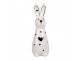 Bílo-černá keramická dekorace králíček se srdíčkem - 5*4*13 cm