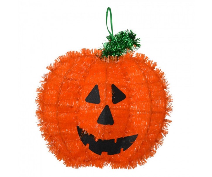 Oranžová plastová nástěnná Halloween dekorace dýně - 27*3*26 cm