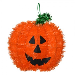 Oranžová plastová nástěnná Halloween dekorace dýně - 27*3*26 cm