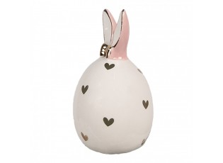 Růžovobílé keramické dekorační vajíčko Rabbit Heart - Ø 5x9 cm