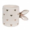 Růžovobílý keramický hrneček Rabbit Heart - 13*9*9 cm / 300 ml