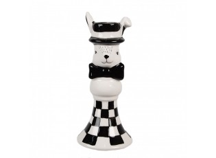 Černobílý keramický svícen Black&White Bunny - Ø 7*17 cm