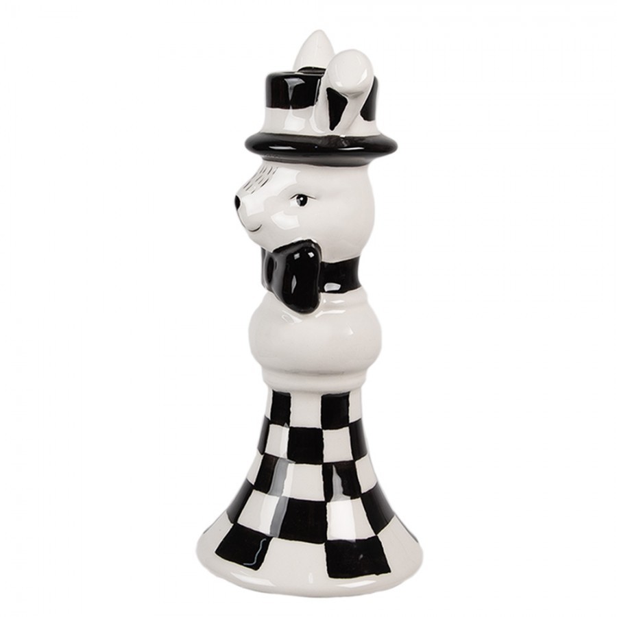 Černobílý keramický svícen Black&White Bunny - Ø 7*17 cm