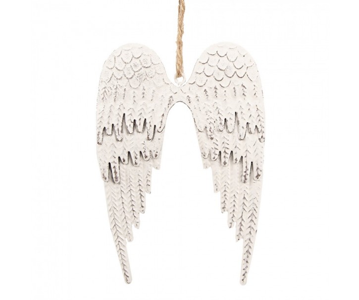 Bílá antik dekorativní závěsná křídla - 14*9 cm