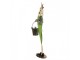 Kovová zelená dekorativní figurka ptáček s kbelíkem - 30*15*83 cm