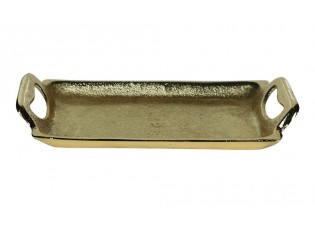 Zlatý kovový servírovací podnos s uchy Tray Raw S - 21*11*3cm 