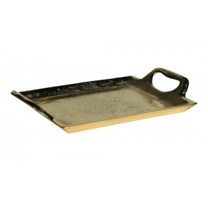 Zlatý kovový servírovací podnos s uchy Tray Raw S - 25*13*5cm 