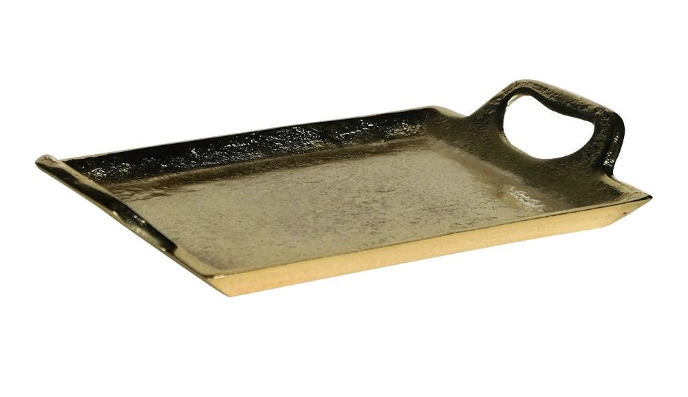 Zlatý kovový servírovací podnos s uchy Tray Raw S - 25*13*5cm 