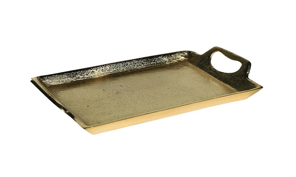 Zlatý kovový servírovací podnos s uchy Tray Raw L - 35*22*5cm 