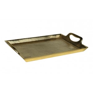 Zlatý kovový servírovací podnos s uchy Tray Raw XL - 40*27*5cm 