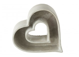 Šedý antik cementový květináč ve tvaru srdce Heart - 22*22*6 cm